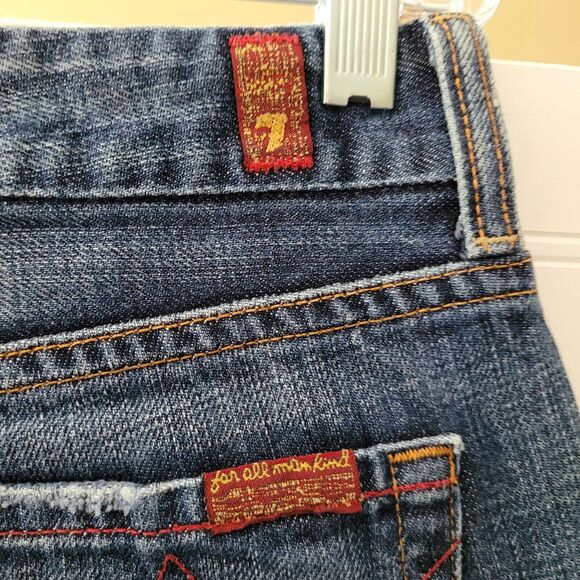 7 For all Mankind Womens Jeans Size 26 A Pocket Red Stitching Dark Wash Bootcut - Picture 9 of 12